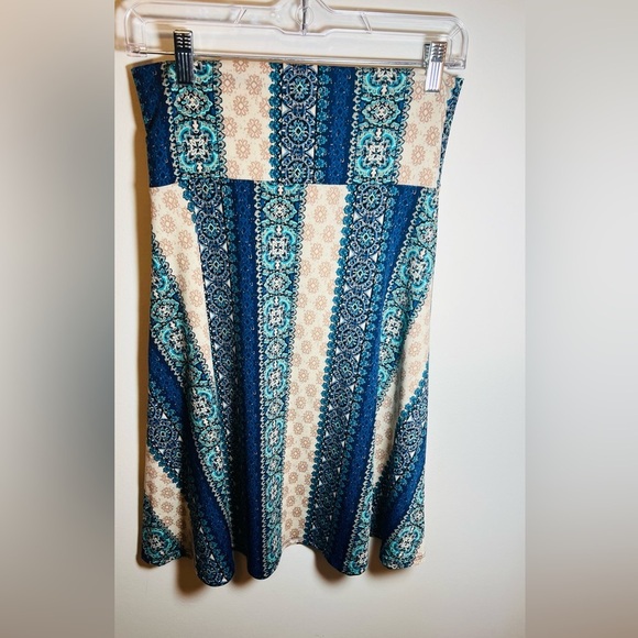 Lularoe Blue Printed‎ Pull On Azure Skirt A-Line Midi Length Size Small - Picture 3 of 7